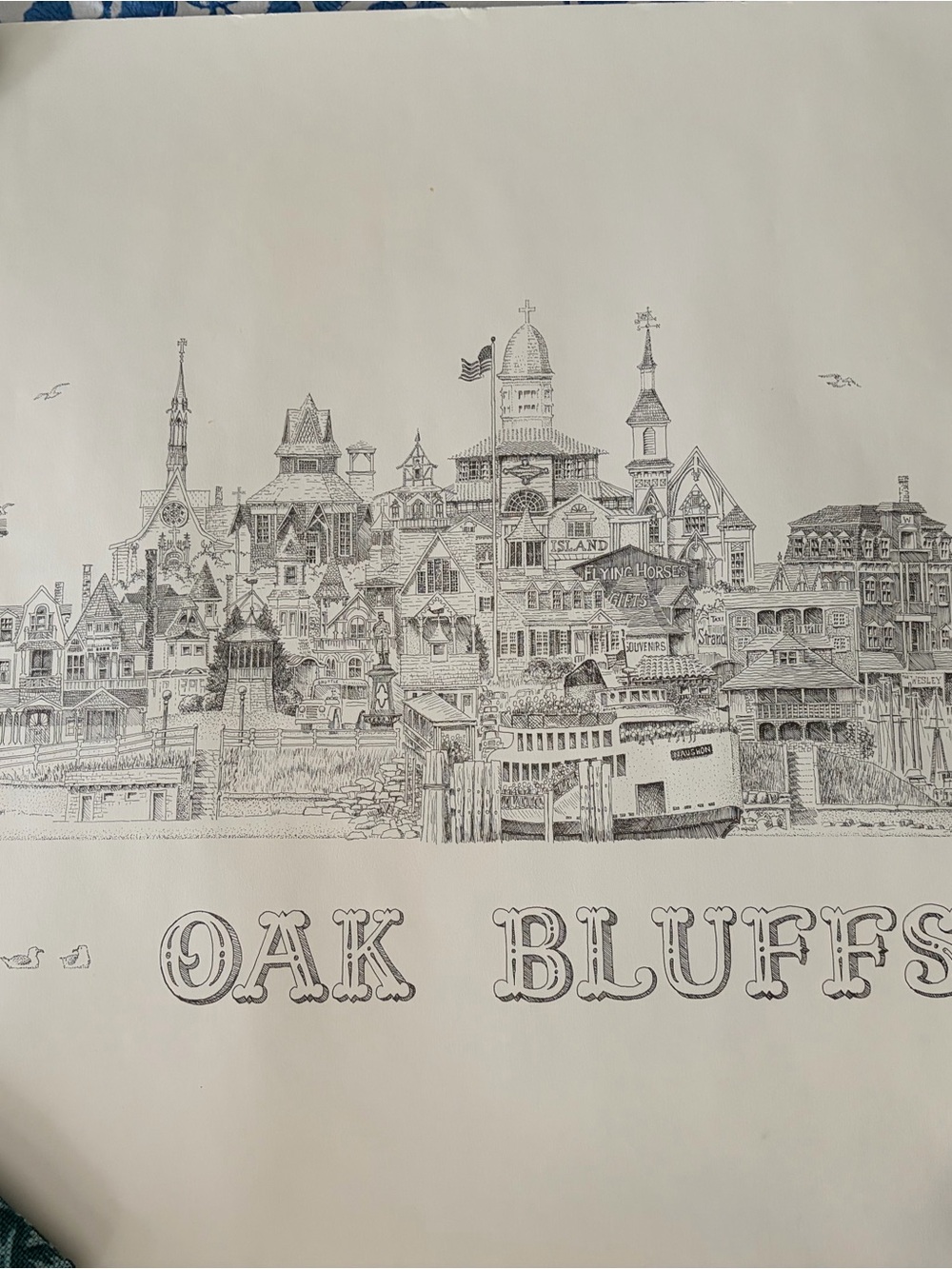 Oak Bluffs Black & White Architectural Poster